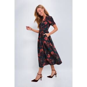 Tuckernuck Floral Midi Dress - Black and Red
